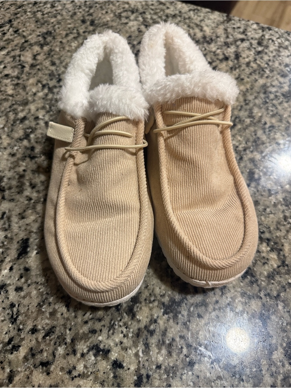 Kids Cozy Slip-On Shoes in Beige with Faux Fur Lining